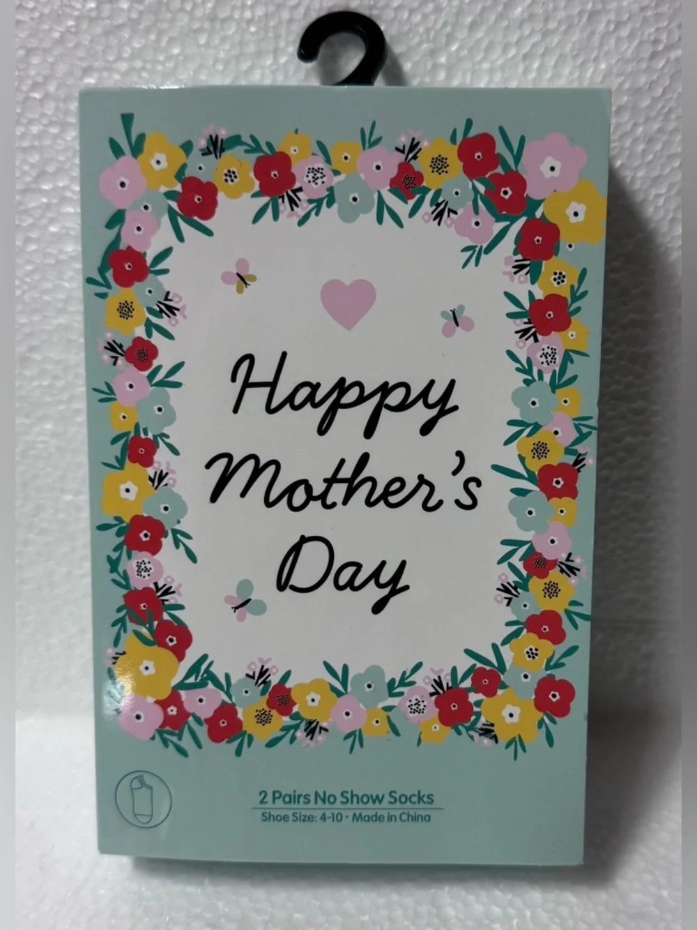 Happy Mother's Day No-Show Socks - Mint & Navy - Pack of 2